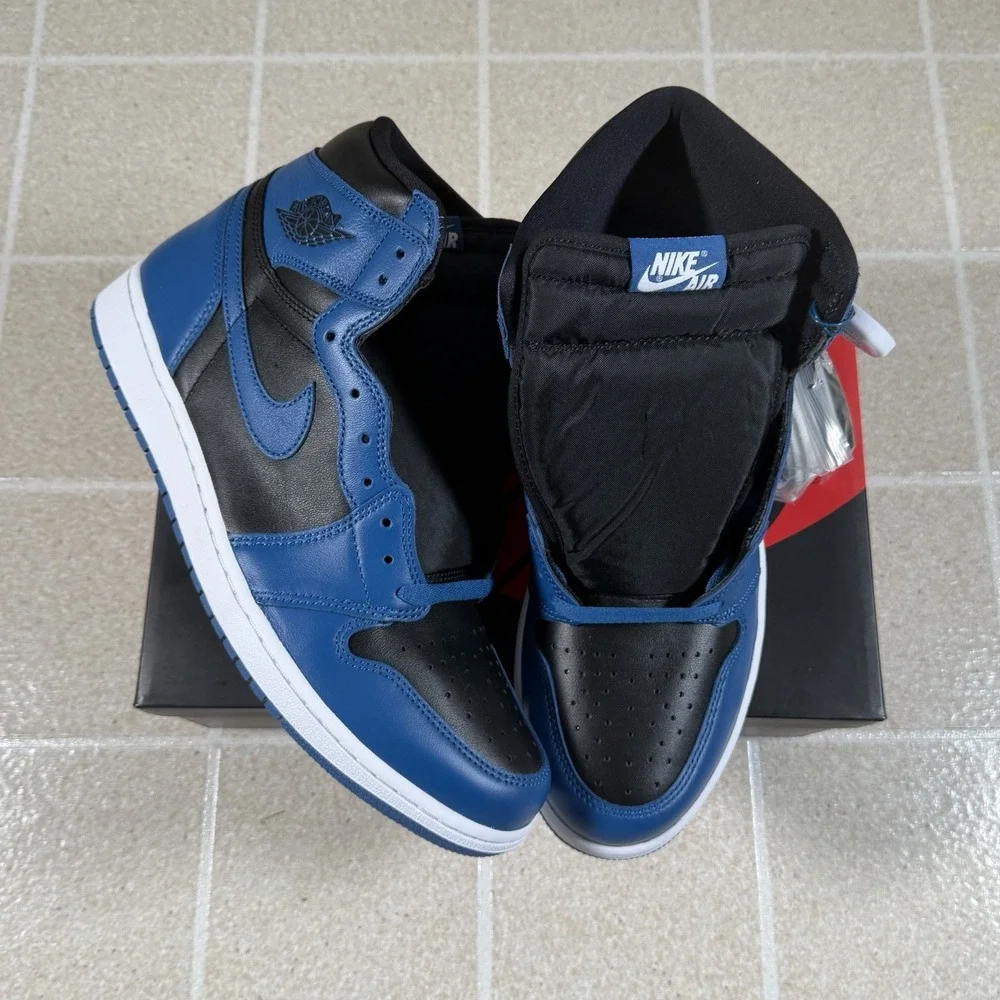 Air Jordan 1 Retro High OG Men's Size 12 Dk Marina Blue/Black-White  555088-404
